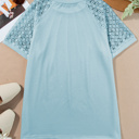  Seamed Detail Contrast Lace Raglan Sleeve Top | S-XL