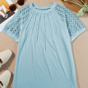  Seamed Detail Contrast Lace Raglan Sleeve Top | S-XL