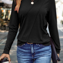Small Black Autumn Asym Layering Long Sleeve Top | S-2XL