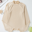  Knit Lettuce Trim High Neck Long Sleeve Top | S -2XL