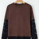  Sheer Lace Patchwork Casual Long Sleeve Tee | S- XL