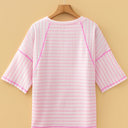  Fresh Days Stripe Half-Sleeve Top | S-XL