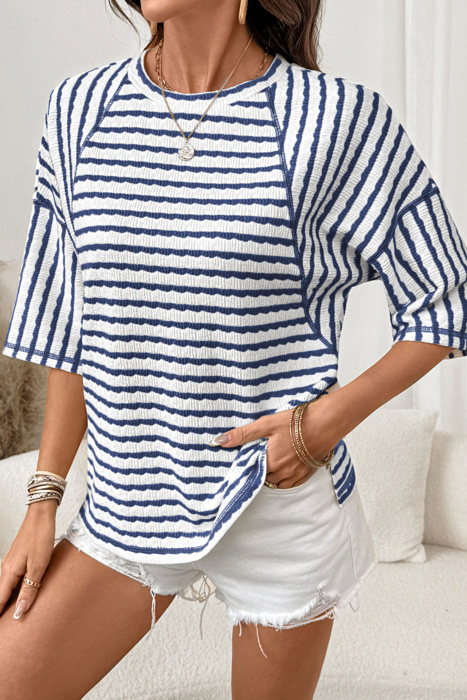 Fresh Days Stripe Half-Sleeve Top | S-XL