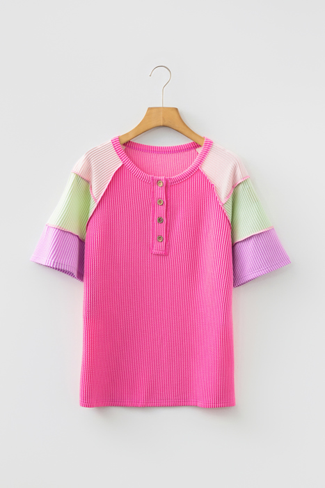 Twisted Texture Colorblock Henley