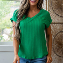  Textured Twist V-Neck Knit Tee | S-XL