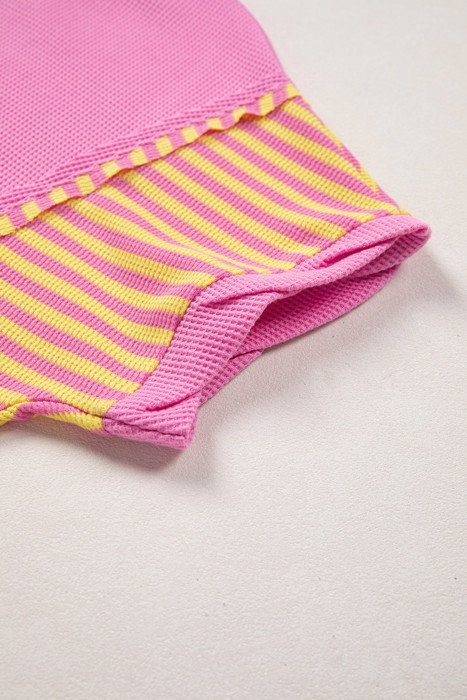 Waffle Stripe Mix Relaxed Top | S-XL