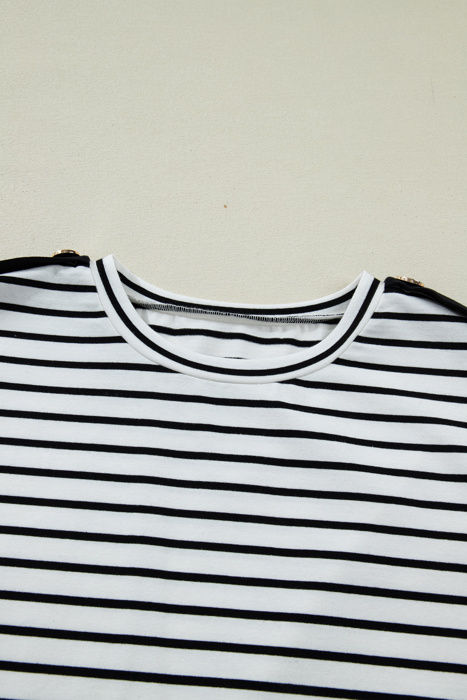 Coastal Stripe Button-Cuff Top | S-XL