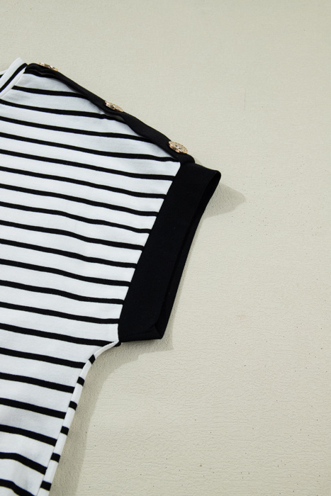 Coastal Stripe Button-Cuff Top | S-XL