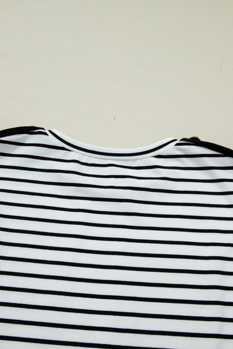 Coastal Stripe Button-Cuff Top | S-XL