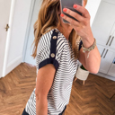  Coastal Stripe Button-Cuff Top | S-XL