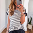  Coastal Stripe Button-Cuff Top | S-XL