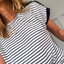  Coastal Stripe Button-Cuff Top | S-XL
