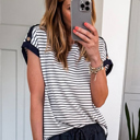  Coastal Stripe Button-Cuff Top | S-XL
