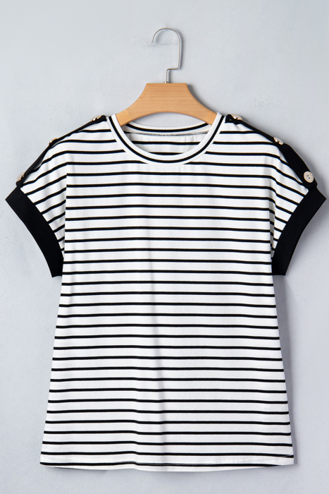 Coastal Stripe Button-Cuff Top | S-XL