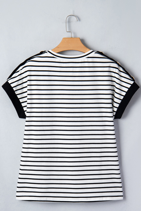 Coastal Stripe Button-Cuff Top | S-XL