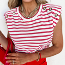  Sailaway Textured Stripe  Button Detail Tee | S-XL