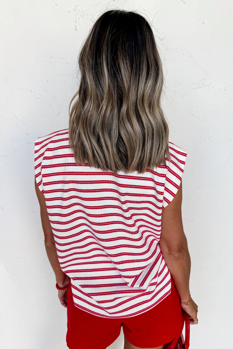 Sailaway Textured Stripe  Button Detail Tee | S-XL