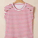  Sailaway Textured Stripe  Button Detail Tee | S-XL