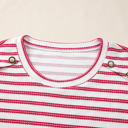  Sailaway Textured Stripe  Button Detail Tee | S-XL