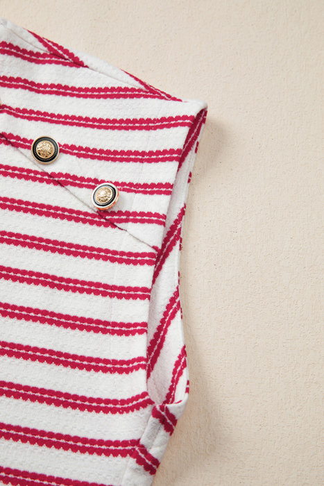 Sailaway Textured Stripe  Button Detail Tee | S-XL