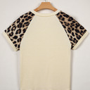  Ribbed Chic Colorblock Leopard Sleeve Tee | S-XL