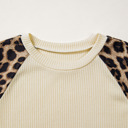  Ribbed Chic Colorblock Leopard Sleeve Tee | S-XL