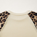  Ribbed Chic Colorblock Leopard Sleeve Tee | S-XL