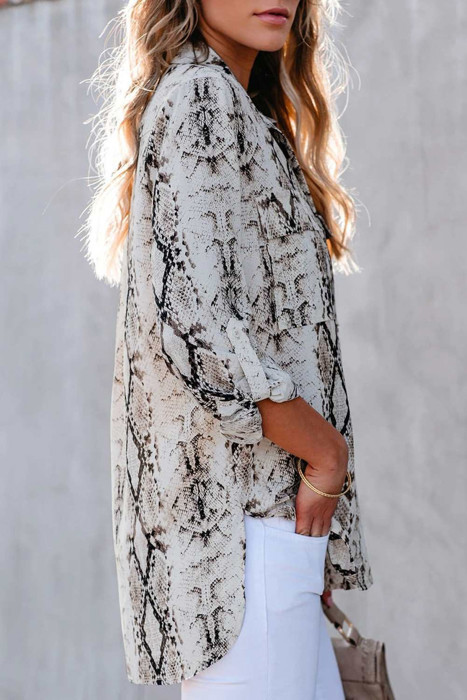 Snake Print Button Up Top | Free Shipping