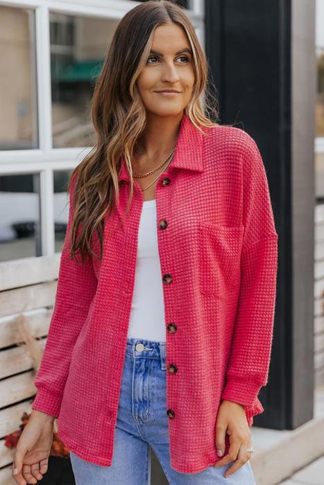 Button Up Waffle Knit Casual Shirt | S-2XL