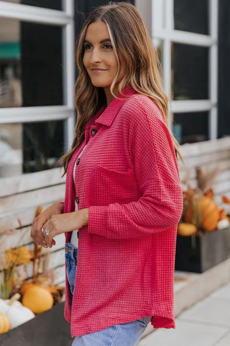 Button Up Waffle Knit Casual Shirt | S-2XL