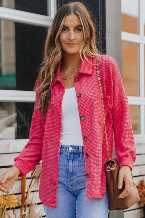 Button Up Waffle Knit Casual Shirt | S-2XL