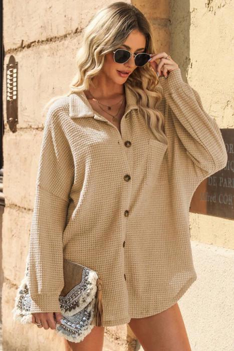 Button Up Waffle Knit Casual Shirt | S-2XL