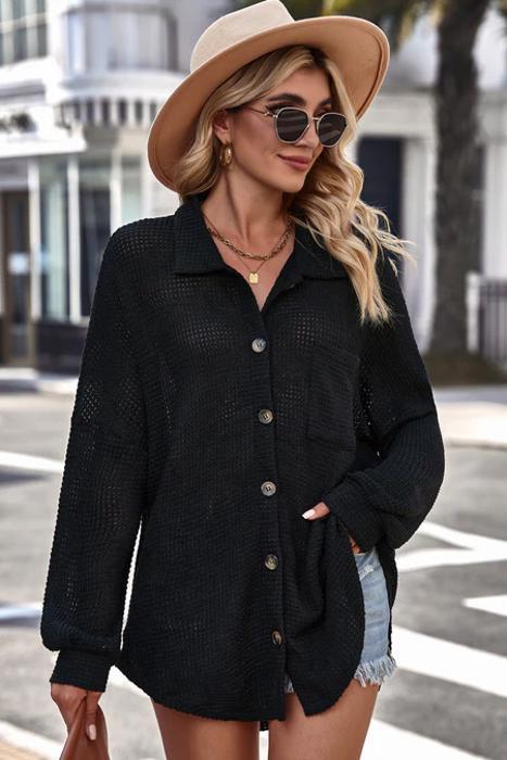 Button Up Waffle Knit Casual Shirt | S-2XL