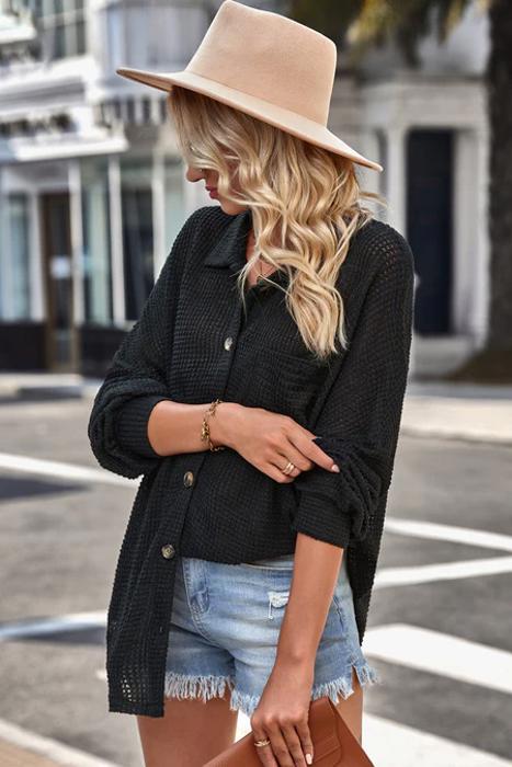 Button Up Waffle Knit Casual Shirt | S-2XL