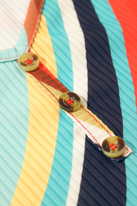 Wavy Striped Buttoned V Neck Tank Top | S-XL