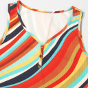  Wavy Striped Buttoned V Neck Tank Top | S-XL
