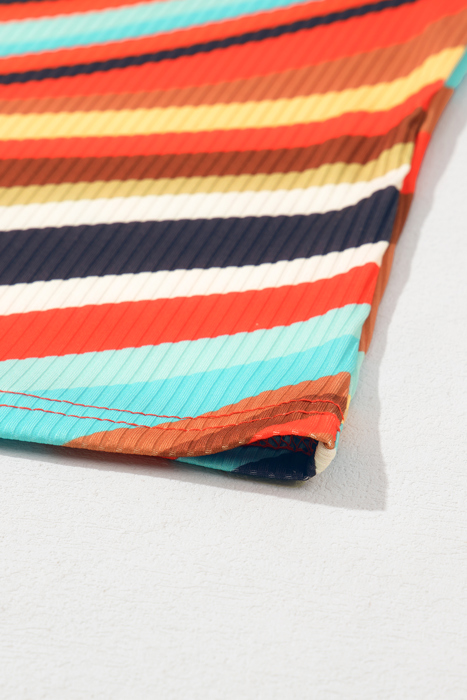 Wavy Striped Buttoned V Neck Tank Top | S-XL