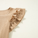  Ruffled Tiered Sleeve Square Neck Textured Top