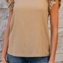  Ruffled Tiered Sleeve Square Neck Textured Top