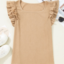  Ruffled Tiered Sleeve Square Neck Textured Top
