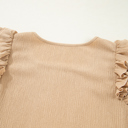  Ruffled Tiered Sleeve Square Neck Textured Top