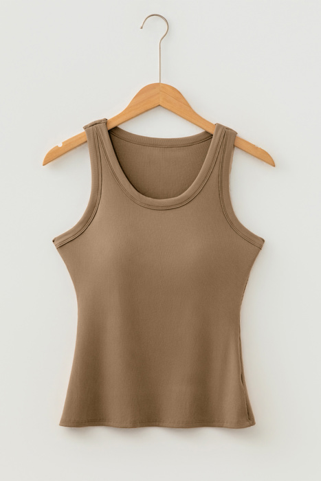 Slim-Fit Ribbed Padded Tank Top | S-XL