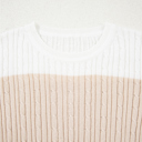  Colorblock Cable Knit Round Neck Sweater | S-XL