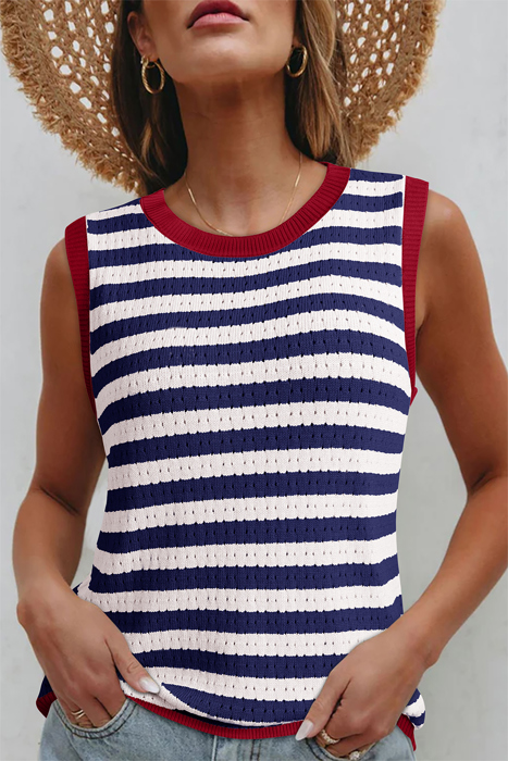 Harbor Stripe Pointelle Top | S-XL