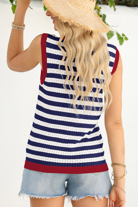 Harbor Stripe Pointelle Top | S-XL
