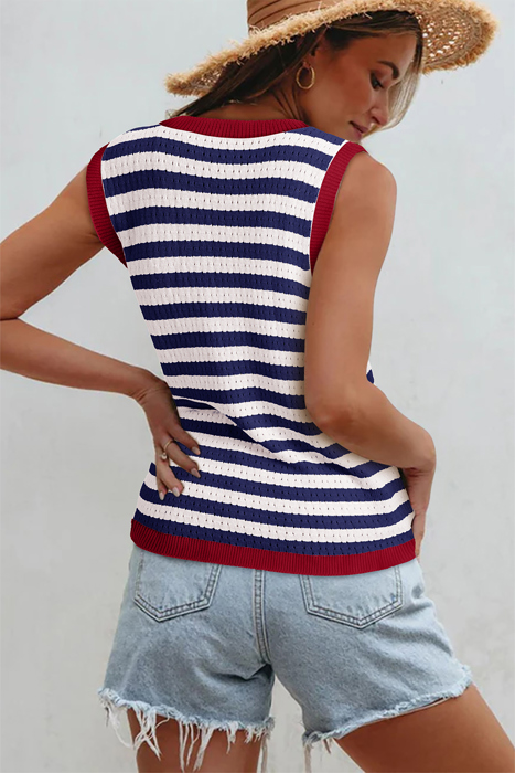 Harbor Stripe Pointelle Top | S-XL