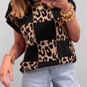  Checkerboard Short Sleeve Knit Sweater | S-XL