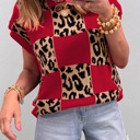  Checkerboard Short Sleeve Knit Sweater | S-XL