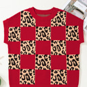  Checkerboard Short Sleeve Knit Sweater | S-XL