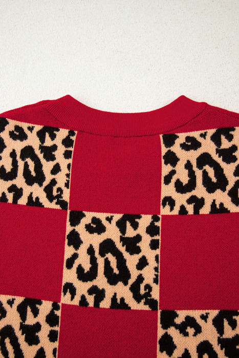 Checkerboard Short Sleeve Knit Sweater | S-XL
